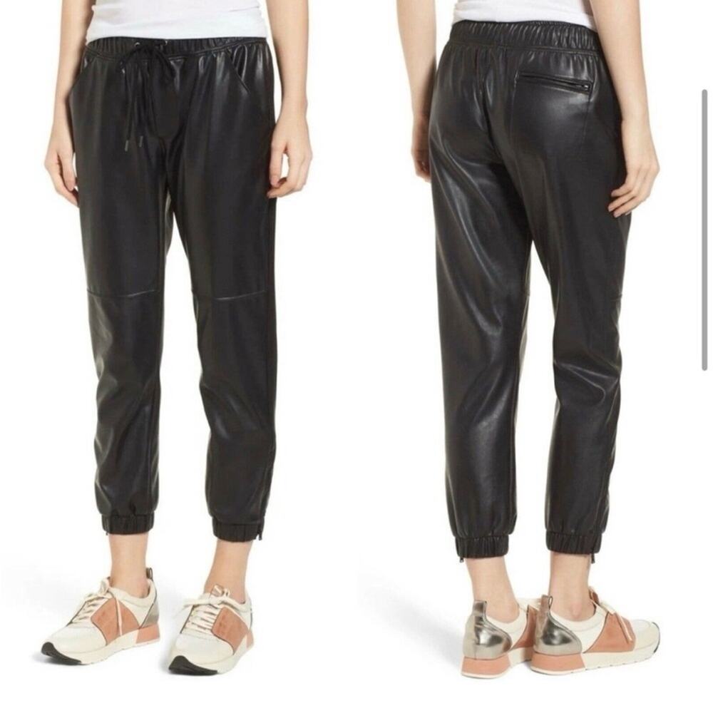David Lerner Mobwife Women’s Medium Faux Vegan Leather Baddie Black Joggers
